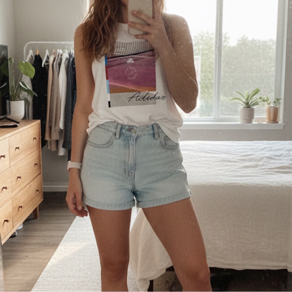 adidas graphic muscle tank white size S